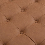 Pouf ottoman carré capitonné de 34, table basse ottomane en cuir avec cadre en bois d’hévéa