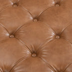 Pouf ottoman carré capitonné de 34, table basse ottomane en cuir avec cadre en bois d’hévéa