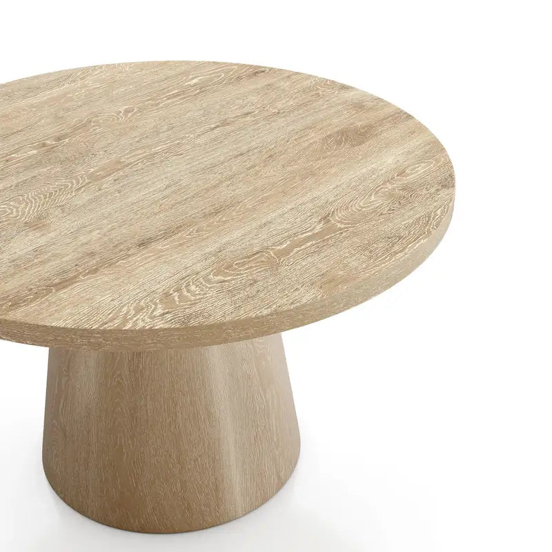 Moderner runder Beistelltisch aus Massivholz mit Säulenfuß