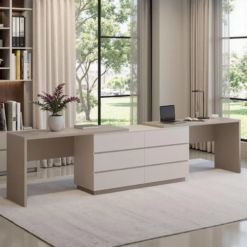 144.26 Home Office Expandable Dresser Desk With 6 Drawers