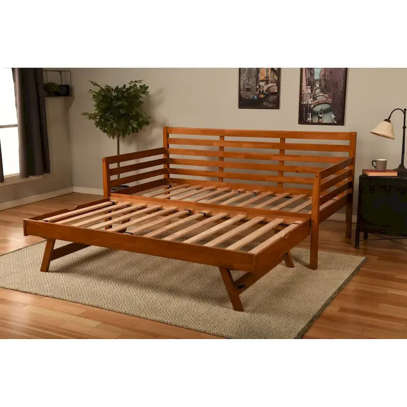 Letto da giorno e letto estraibile con materassi in lino color acquamarina
