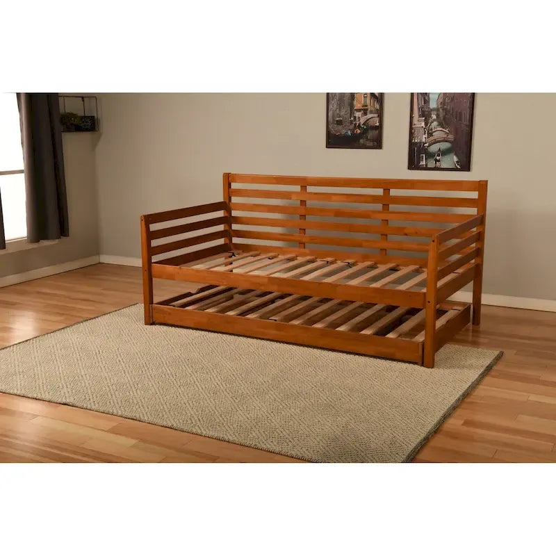 Letto da giorno e letto estraibile con materassi in lino color acquamarina