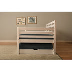 Letto da giorno e letto estraibile con materassi in lino color acquamarina