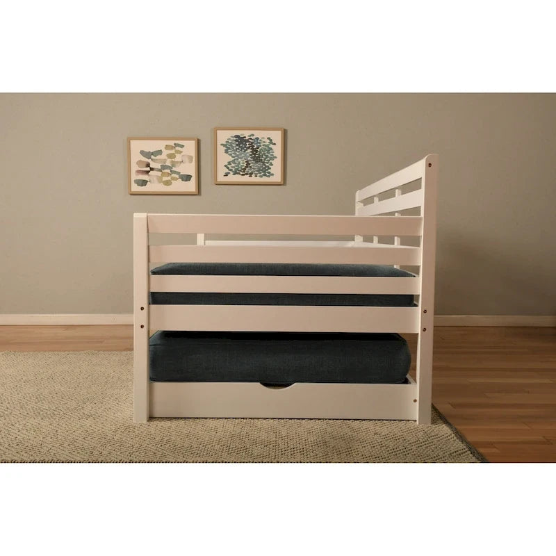 Letto da giorno e letto estraibile con materassi in lino color acquamarina