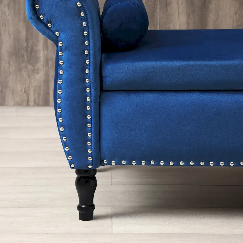 Velvet Rectangular Storage Ottoman Sofa Stool Bench
