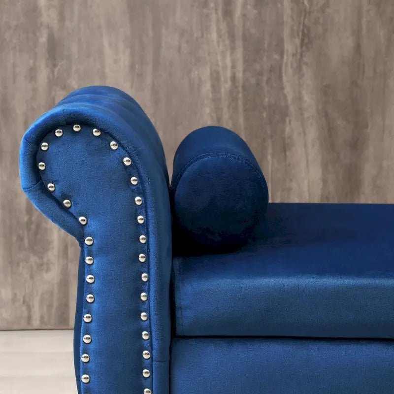 Velvet Rectangular Storage Ottoman Sofa Stool Bench
