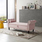 Velvet Rectangular Storage Ottoman Sofa Stool Bench