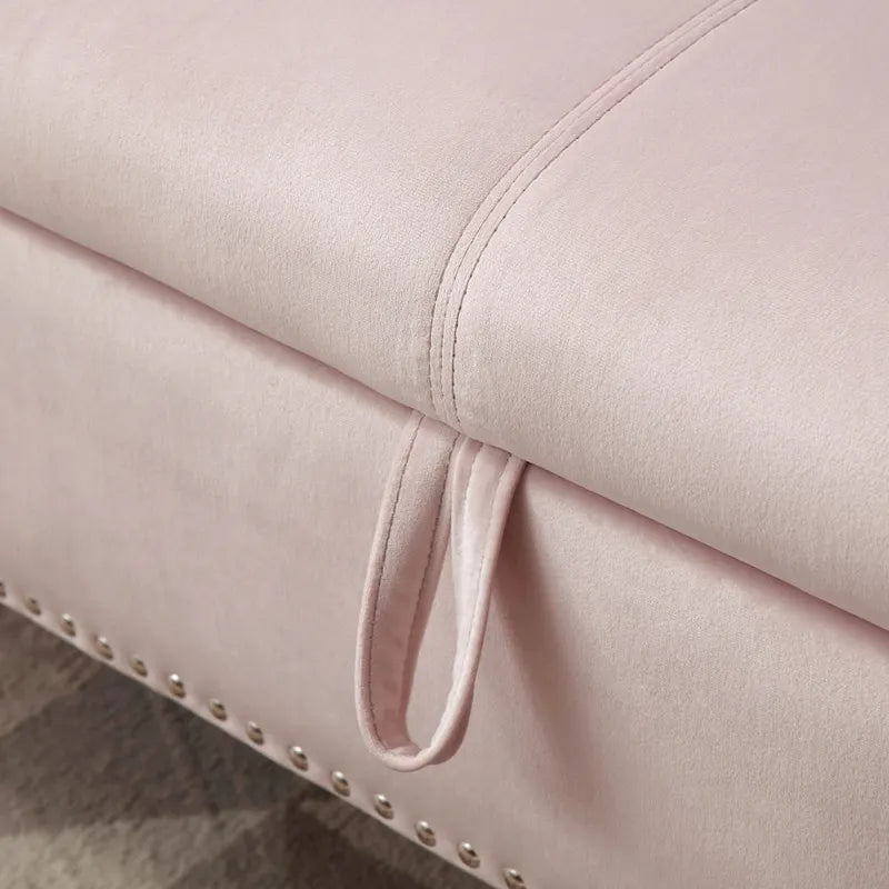 Velvet Rectangular Storage Ottoman Sofa Stool Bench