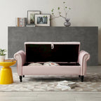 Velvet Rectangular Storage Ottoman Sofa Stool Bench