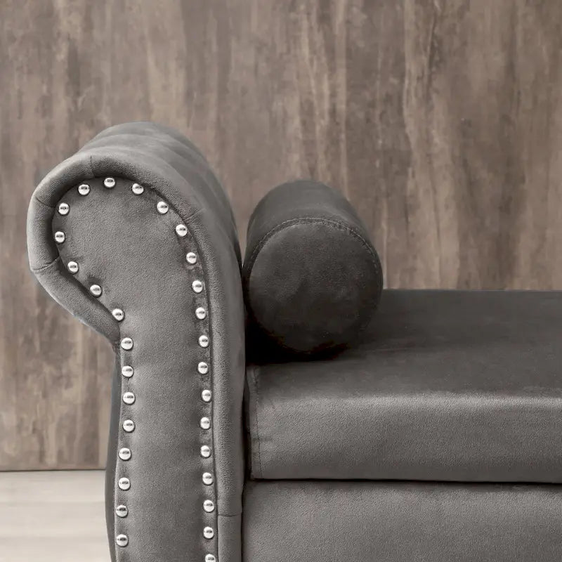 Velvet Rectangular Storage Ottoman Sofa Stool Bench