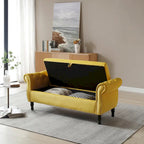 Velvet Rectangular Storage Ottoman Sofa Stool Bench