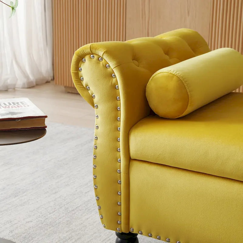 Velvet Rectangular Storage Ottoman Sofa Stool Bench