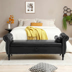 Velvet Rectangular Storage Ottoman Sofa Stool Bench