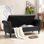 Velvet Rectangular Storage Ottoman Sofa Stool Bench