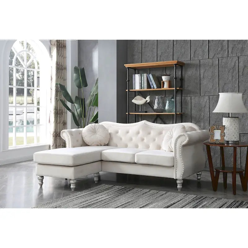 Hollywood-Samtsofa mit wendbarer Chaiselongue