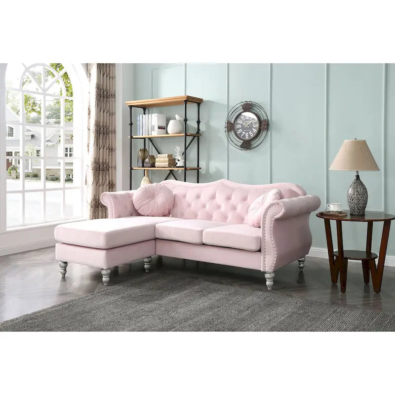 Hollywood-Samtsofa mit wendbarer Chaiselongue