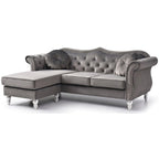 Aksamitna sofa Hollywood z odwracalnym szezlongiem