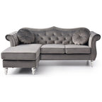 Aksamitna sofa Hollywood z odwracalnym szezlongiem