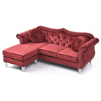 Aksamitna sofa Hollywood z odwracalnym szezlongiem