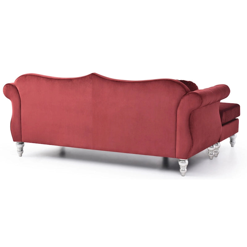 Aksamitna sofa Hollywood z odwracalnym szezlongiem