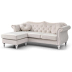 Aksamitna sofa Hollywood z odwracalnym szezlongiem