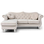 Aksamitna sofa Hollywood z odwracalnym szezlongiem