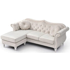 Aksamitna sofa Hollywood z odwracalnym szezlongiem