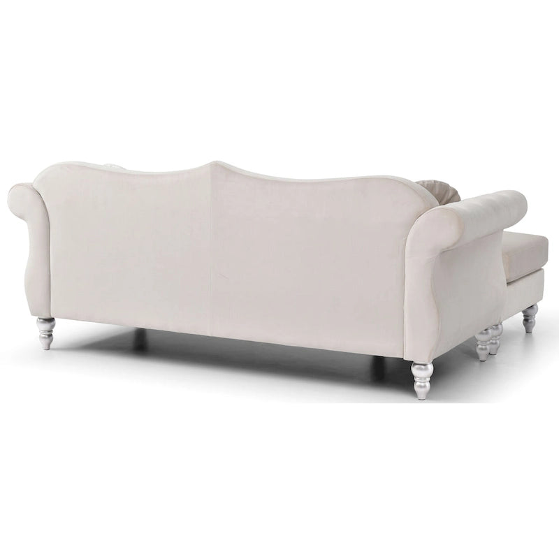 Aksamitna sofa Hollywood z odwracalnym szezlongiem