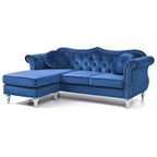 Aksamitna sofa Hollywood z odwracalnym szezlongiem