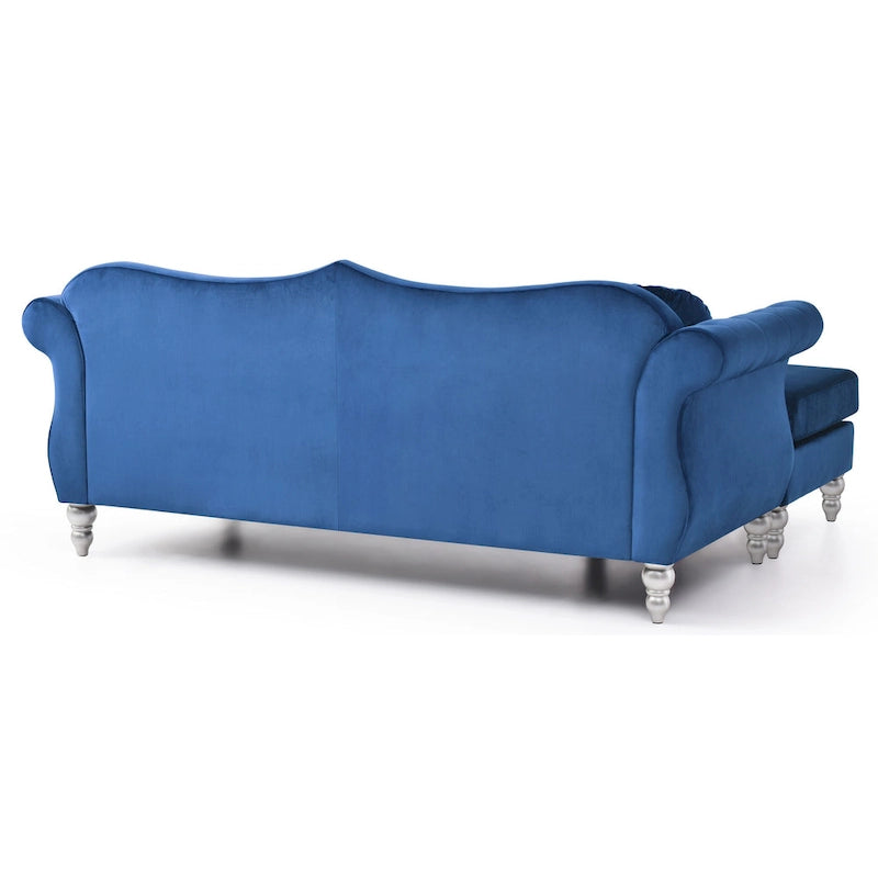 Aksamitna sofa Hollywood z odwracalnym szezlongiem