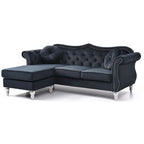 Aksamitna sofa Hollywood z odwracalnym szezlongiem