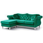 Aksamitna sofa Hollywood z odwracalnym szezlongiem