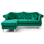 Aksamitna sofa Hollywood z odwracalnym szezlongiem