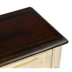Console­##tafel van massief hout met 3 laden en plank