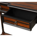 Console­##tafel van massief hout met 3 laden en plank