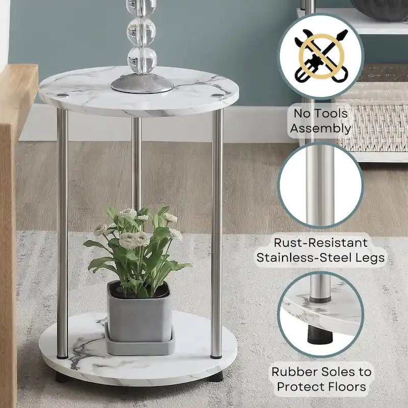 Convenience Concepts Designs2Go No Tools 2 Tier Round End Table