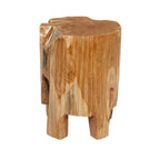 Handgefertigter Akzenttisch aus Teakholz mit natürlicher Baumkante - Braun - 12W x 12L x 16H