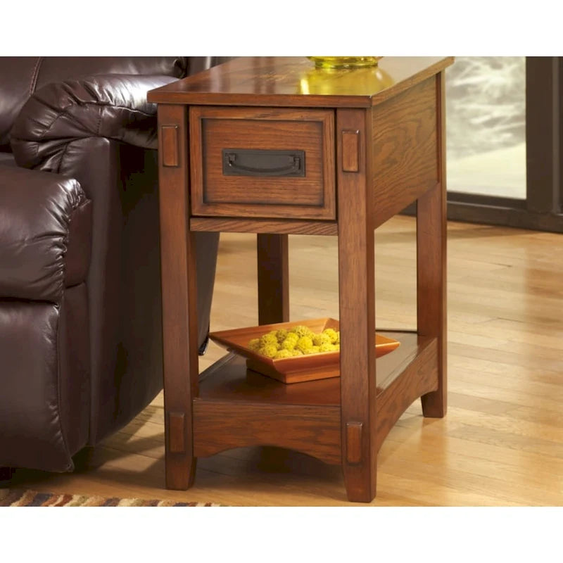 Signature Design by Ashley Breegin Brown Finish Wood Chairside End Table - 13 W x 22.13 D x 23.13 H