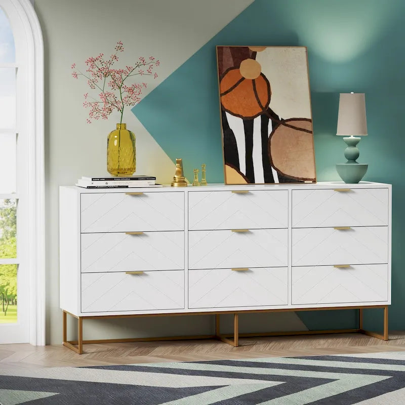 Kommode mit 9 Schubladen, Aufbewahrungsturm, Schrank, Schlafzimmer-Organizer für das Wohnzimmer