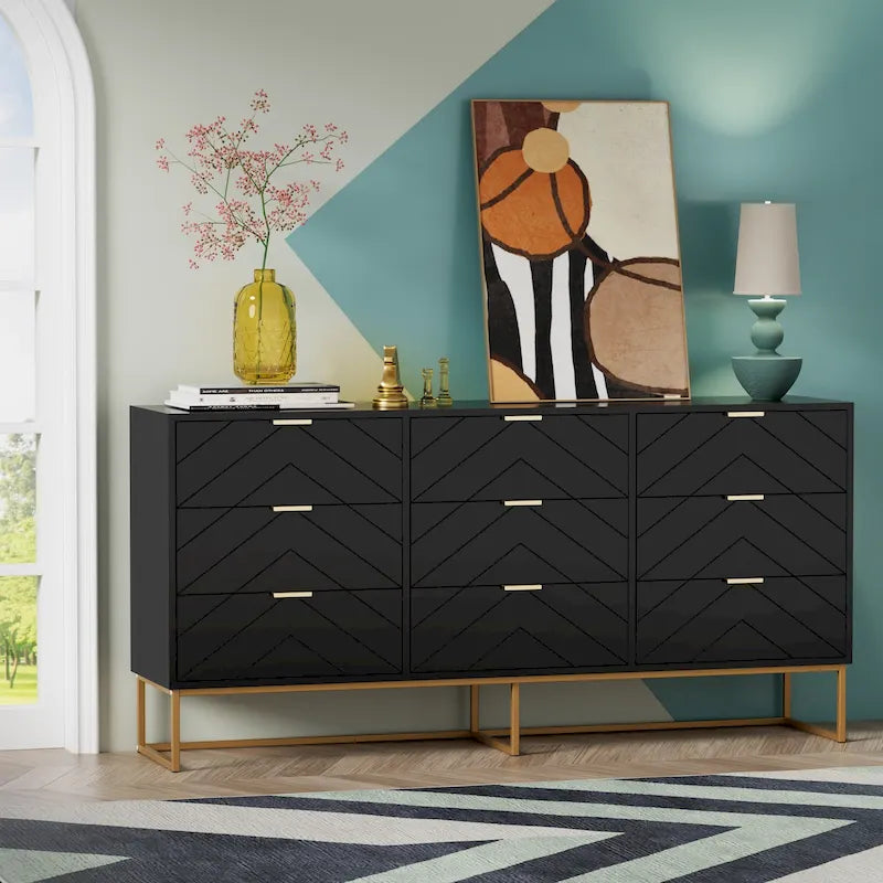 Kommode mit 9 Schubladen, Aufbewahrungsturm, Schrank, Schlafzimmer-Organizer für das Wohnzimmer