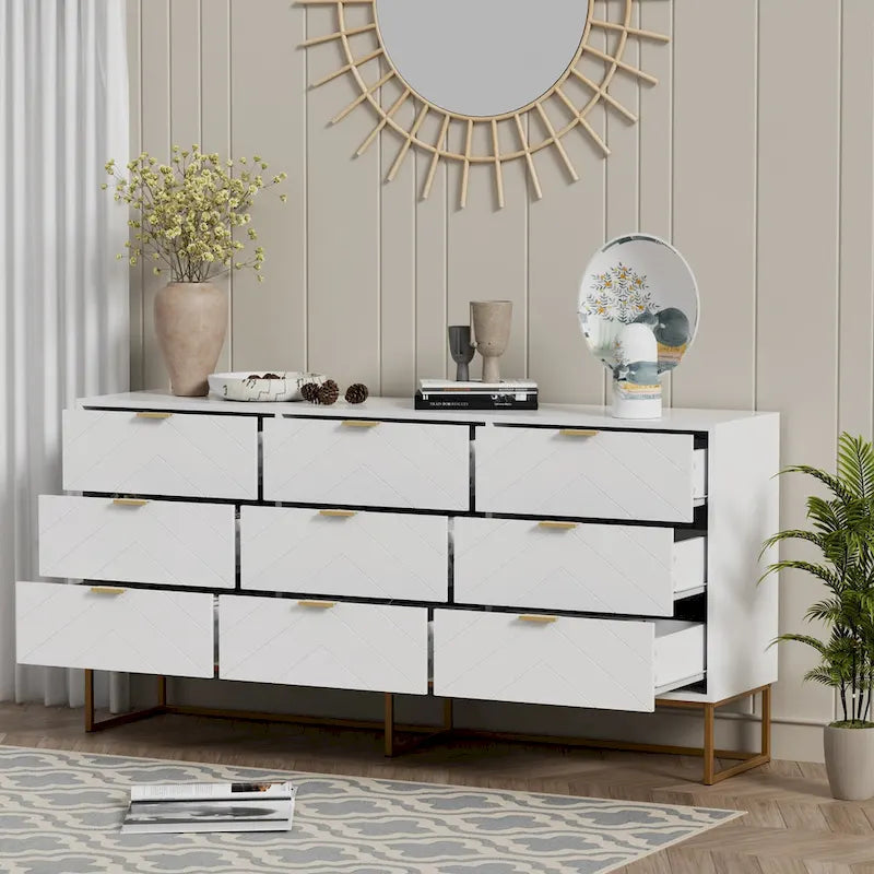 Kommode mit 9 Schubladen, Aufbewahrungsturm, Schrank, Schlafzimmer-Organizer für das Wohnzimmer