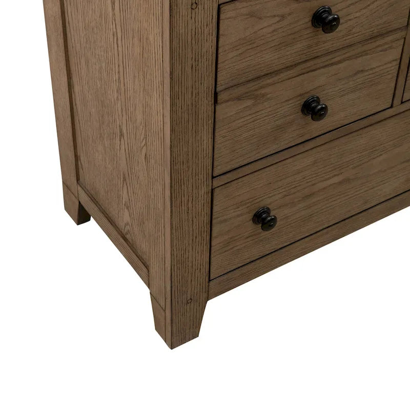 Rustikale Kommode mit 7 Schubladen fürs Schlafzimmer - Sandstone oder Aged Oak