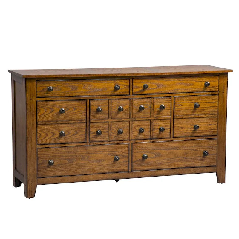 Rustikale Kommode mit 7 Schubladen fürs Schlafzimmer - Sandstone oder Aged Oak