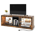 LED-RGB-TV-Schrank mit Steckdosen für Fernseher bis zu 55/60 Zoll, Entertainment-Center mit Glasregalen