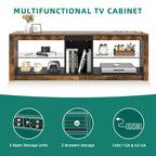 LED-RGB-TV-Schrank mit Steckdosen für Fernseher bis zu 55/60 Zoll, Entertainment-Center mit Glasregalen