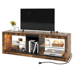 LED-RGB-TV-Schrank mit Steckdosen für Fernseher bis zu 55/60 Zoll, Entertainment-Center mit Glasregalen
