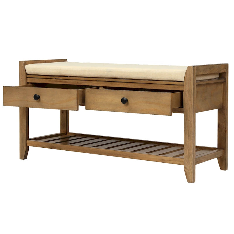 Aufbewahrungsbank für den Eingangsbereich mit gepolsterter Sitzfläche und Schubladen - 39L x 14W x 19.8H
