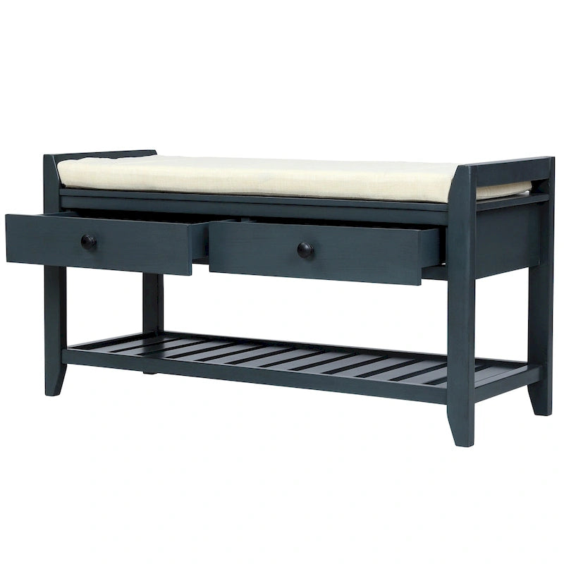 Aufbewahrungsbank für den Eingangsbereich mit gepolsterter Sitzfläche und Schubladen - 39L x 14W x 19.8H