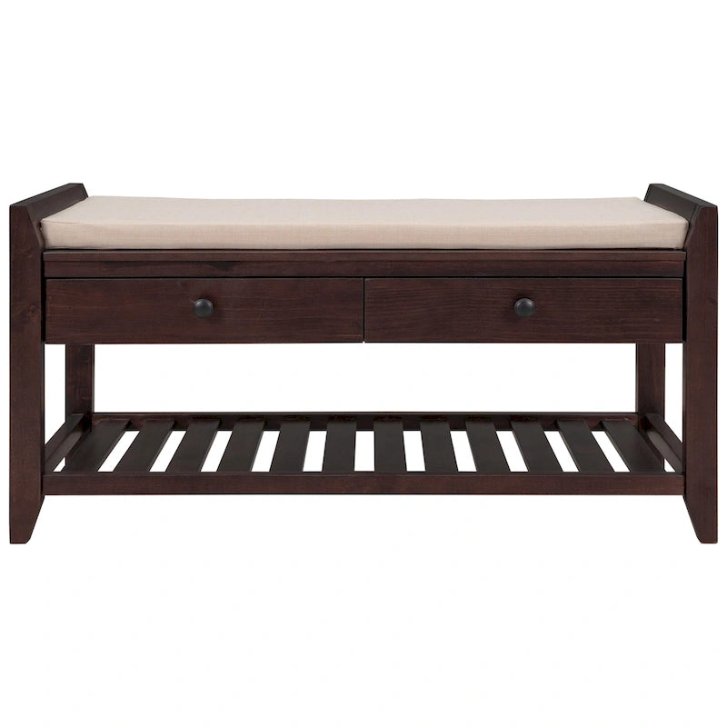 Aufbewahrungsbank für den Eingangsbereich mit gepolsterter Sitzfläche und Schubladen - 39L x 14W x 19.8H