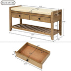 Aufbewahrungsbank für den Eingangsbereich mit gepolsterter Sitzfläche und Schubladen - 39L x 14W x 19.8H